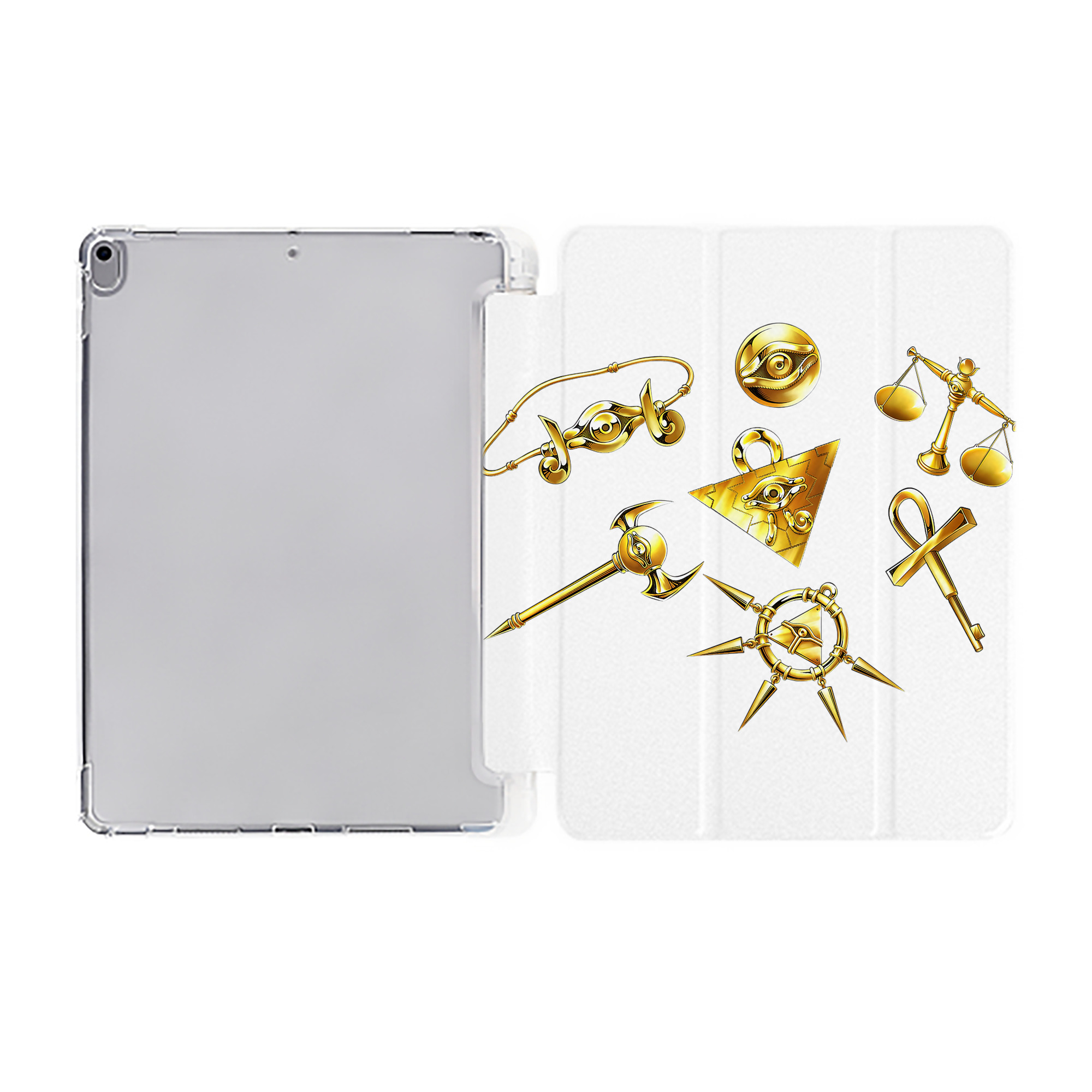 （画像用） 遊☆戯☆王 Yu-Gi-Oh! IPad ケース ペン収納付き 三つ折りスタンド PUレザー×シリコン 対応機種9.5/10.5/10.9インチ